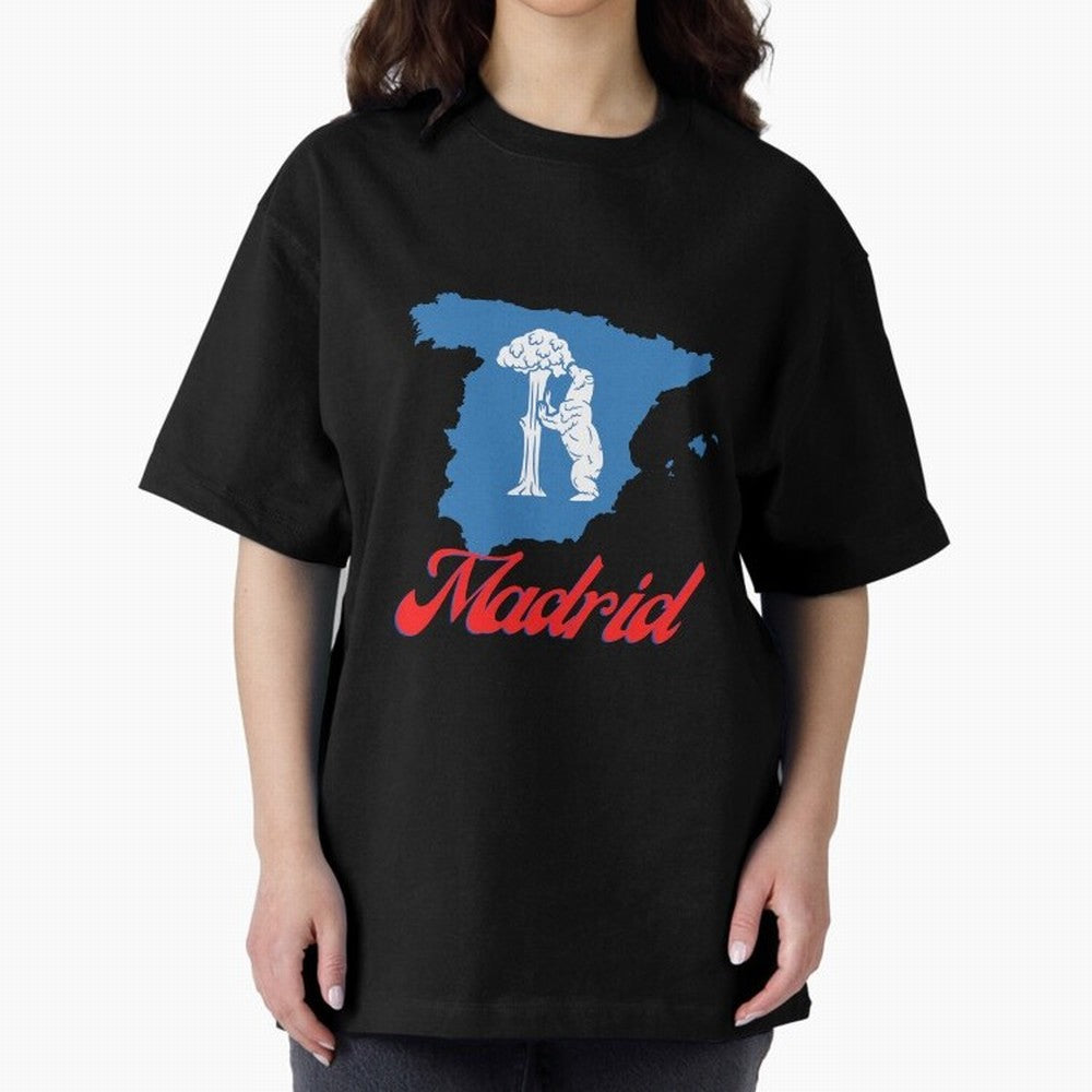 Madrid Bear Strawberry Tree Oversized T-Shirt Represent the FIFA World Cup 2026 Group Stage Journey through Messi, Neymar and Mbappe Highlights, Spain and Netherlands Pride, Worldwide Fan Energy, Dramatic Goals, Stadium Lights and Championship