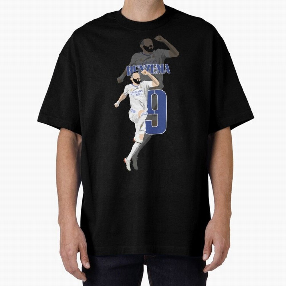 Karim Benzema 9 Oversized T-Shirt Honor the Beautiful Game during FIFA World Cup 2026 USA Canada Mexico Spirit, Filled with Brazil, Portugal and Argentina, Haaland, Retro Football Energy, Iconic Rivalries, Trophy Chase Drama and Stadium Atmosphere;