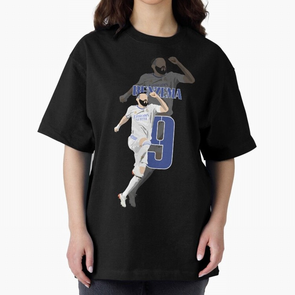 Karim Benzema 9 Oversized T-Shirt Honor the Beautiful Game during FIFA World Cup 2026 USA Canada Mexico Spirit, Filled with Brazil, Portugal and Argentina, Haaland, Retro Football Energy, Iconic Rivalries, Trophy Chase Drama and Stadium Atmosphere;