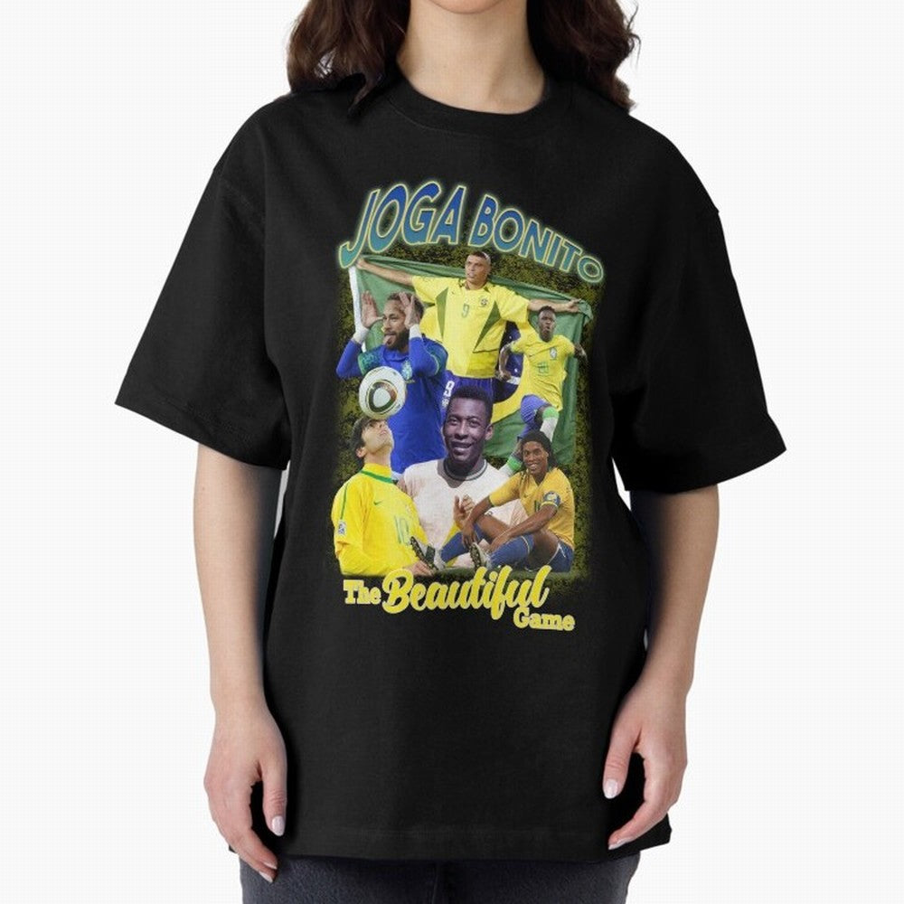 Joga Bonito Brazil Oversized T-Shirt Bring Bold Fan Energy to FIFA World Cup 2026 Group Stage for Fans of Neymar, Haaland and Cristiano Ronaldo and Spain and Netherlands, Bringing Goal Celebration Energy, Supporter Heritage, Football Icons and