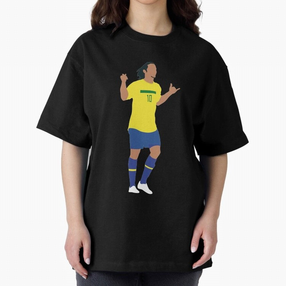 Ronaldinho. Brazil Football. Oversized T-Shirt Keep the Match Day Mood of FIFA World Cup 2026 USA Canada Mexico Spirit, Made for France, Mbappe and Neymar, Football Passion, Legendary Performances, Festival Vibes and Supporter Community; Perfect