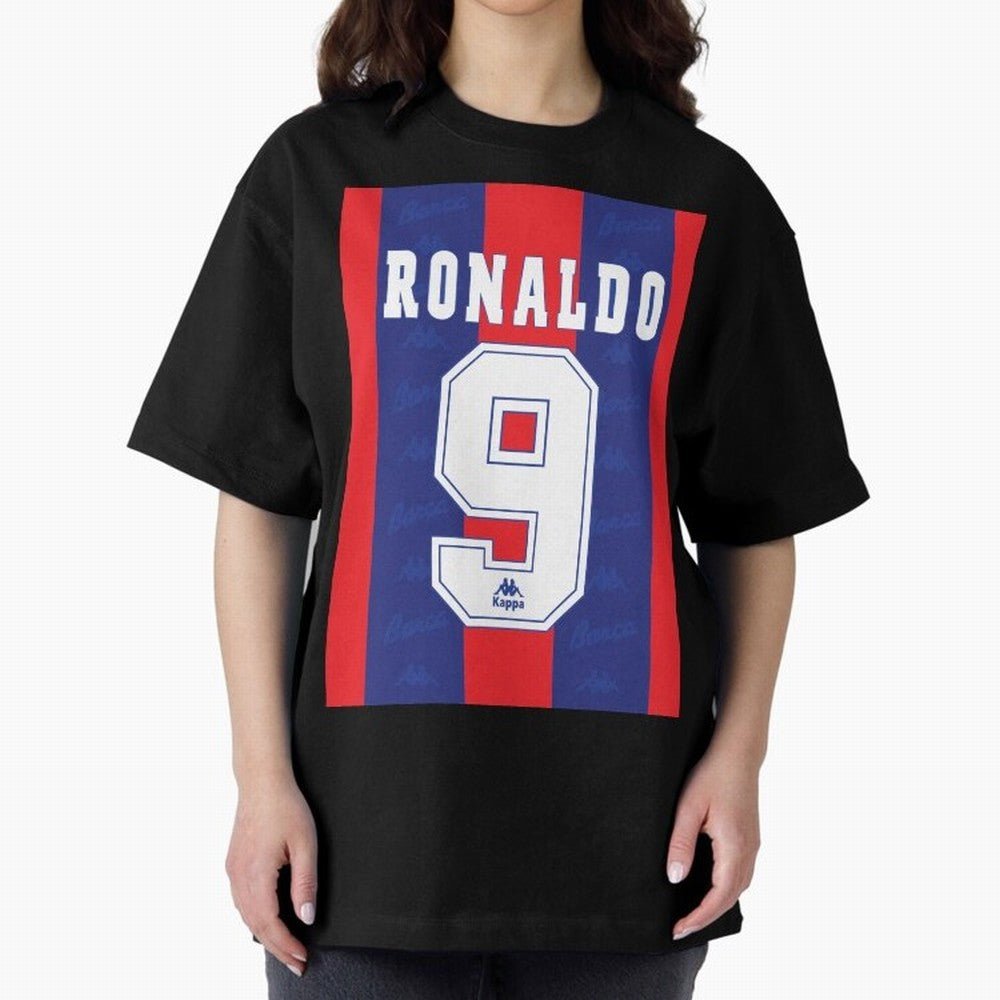 Barcelona Vintage Shirt 1995 Ronaldo 9 Oversized T-Shirt Join Match Day Hype around FIFA World Cup 2026 Group Stage, Haaland, Argentina, France and Brazil, Soccer Culture, Superstar Moments, National Team Dreams and Competitive Fire; Great for