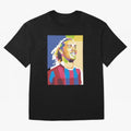 Ronaldinho in Pop Art Portrait Style Oversized T-Shirt Show Up for the Glory of Global Football Passion for FIFA World Cup 2026 Group Stage, Built around CR7, Portugal, Retro Football Energy, Iconic Rivalries, Trophy Chase Drama and Stadium