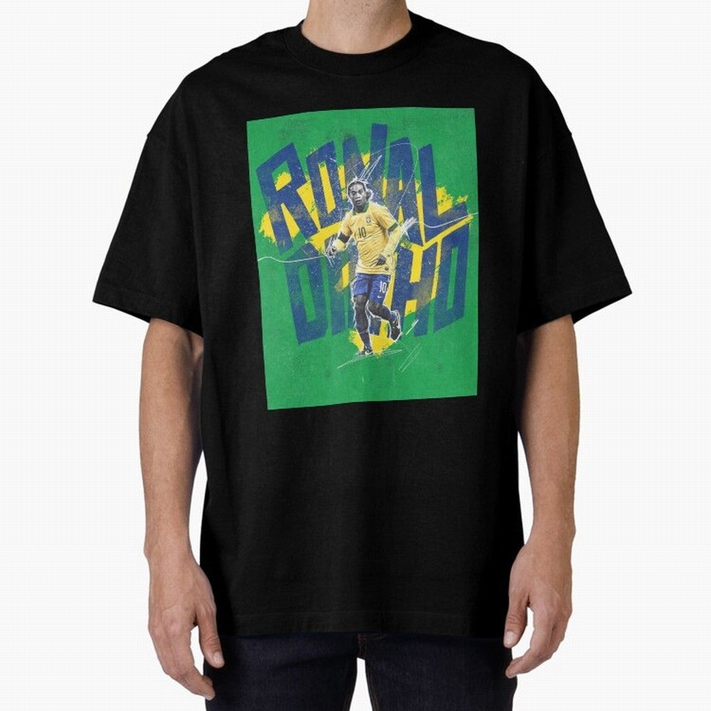 Wallpaper Ronaldinho Art Oversized T-Shirt Honor the Football Icons of Global Football Passion for FIFA World Cup 2026, Celebrating Neymar, Haaland and Cristiano Ronaldo, Argentina, Goal Celebration Energy, Supporter Heritage, Football Icons and