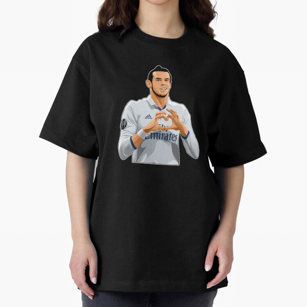Gareth Bale Love Sign Celebration Oversized T-Shirt Celebrate the Biggest Stage of Global Football Passion for FIFA World Cup 2026 Group Stage, Centered on CR7 and Messi, Portugal, Soccer Culture, Superstar Moments, National Team Dreams and