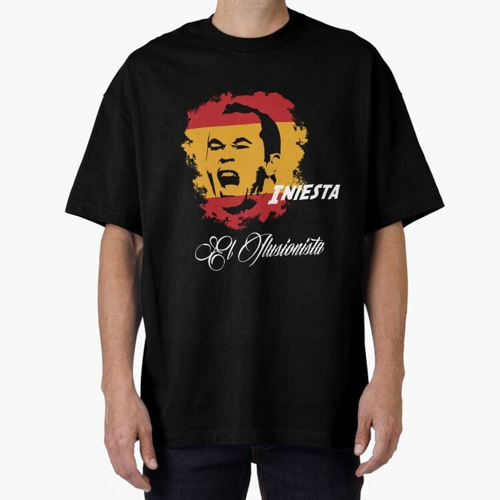 Spain Andres Iniesta Football World Cup 2014 Oversized T-Shirt Follow FIFA World Cup 2026 USA Canada Mexico Featuring Messi and Cristiano Ronaldo, Argentina Energy, Football Passion, Legendary Performances, Festival Vibes and Supporter Community;