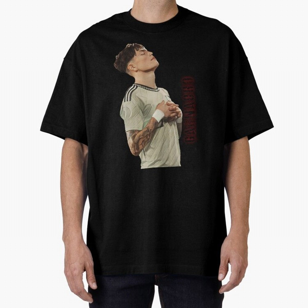 Alejandro Garnacho Oversized T-Shirt Show Fan Pride Across Global Football Passion for FIFA World Cup 2026, Centered on Messi, CR7 and Mbappe, Spain, Tournament Hype, Historic Matchups, Family Viewing Parties and Global Sports Pride; Perfect for