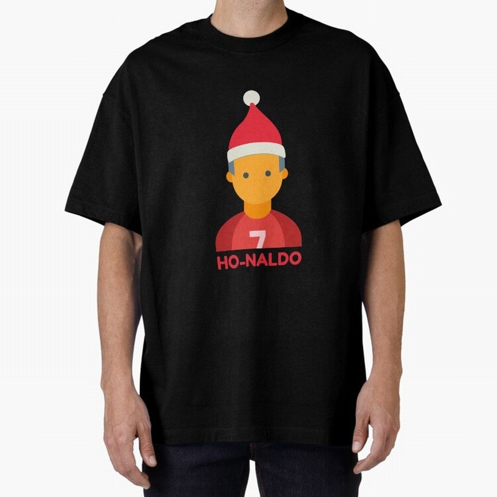 HO-NALDO - Funny Ronaldo Christmas Oversized T-Shirt Follow Match Day Hype around FIFA World Cup 2026 Group Stage, Neymar, Haaland and Cristiano Ronaldo, Spain and Netherlands, Championship Spirit, Famous Goals, Roaring Crowds and International