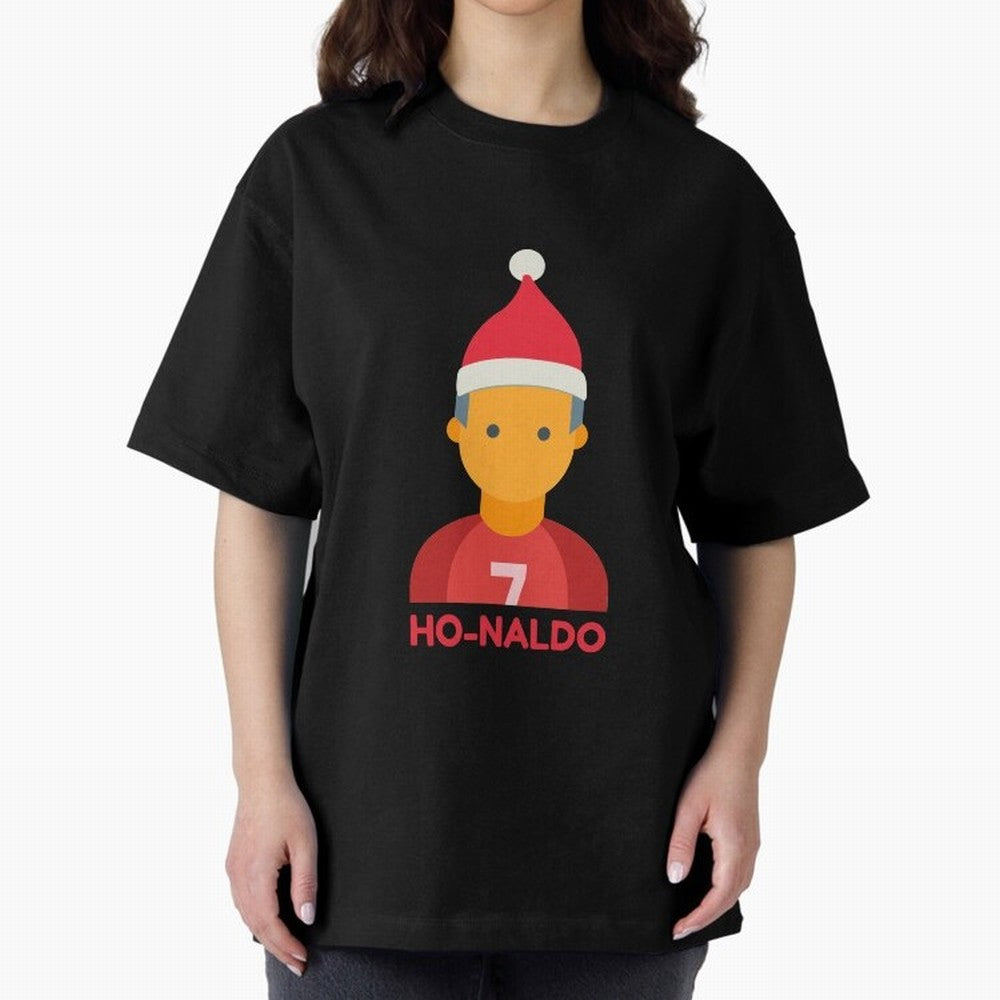 HO-NALDO - Funny Ronaldo Christmas Oversized T-Shirt Follow Match Day Hype around FIFA World Cup 2026 Group Stage, Neymar, Haaland and Cristiano Ronaldo, Spain and Netherlands, Championship Spirit, Famous Goals, Roaring Crowds and International