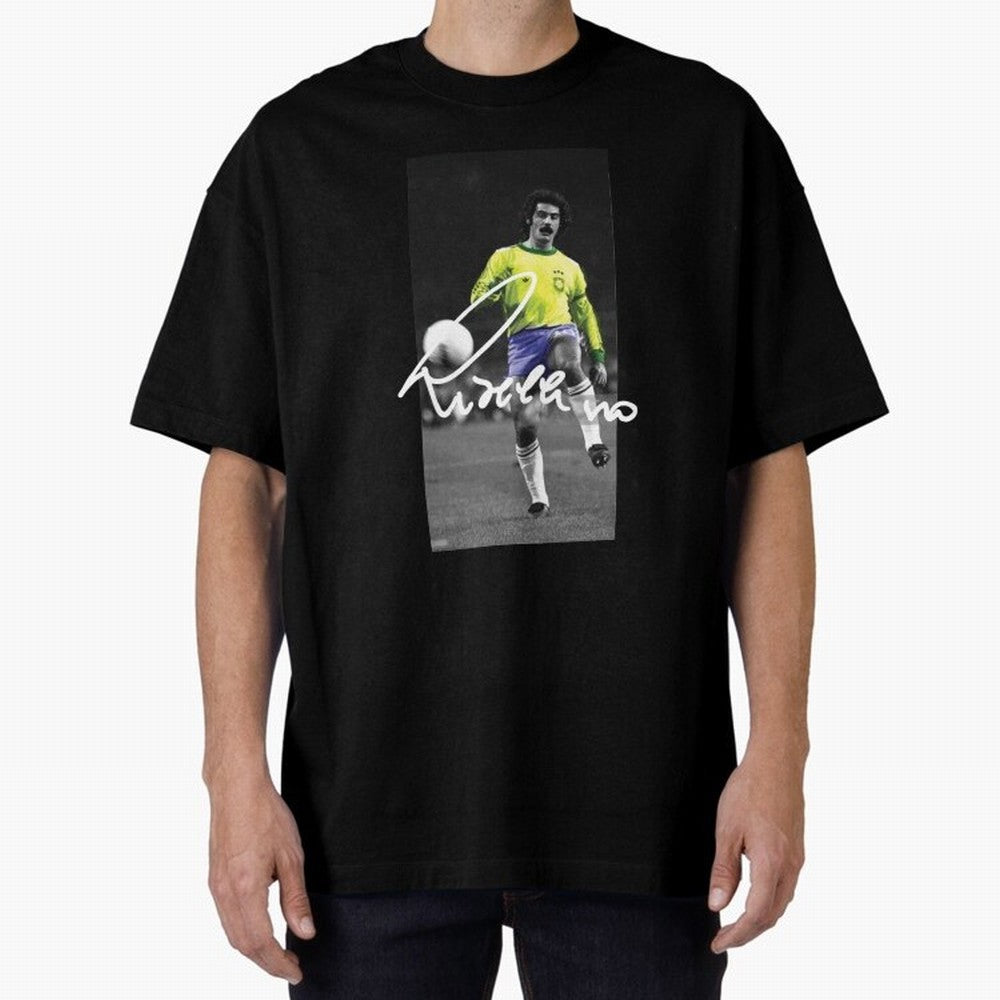 Rivelino FOOTBALL LEGENDS Oversized T-Shirt Spotlight Match Day Hype around FIFA World Cup 2026 Group Stage, Haaland and Mbappe, Spain, Stadium Memories, Football Loyalty, International Chants and Championship Tradition; Perfect for Fans,