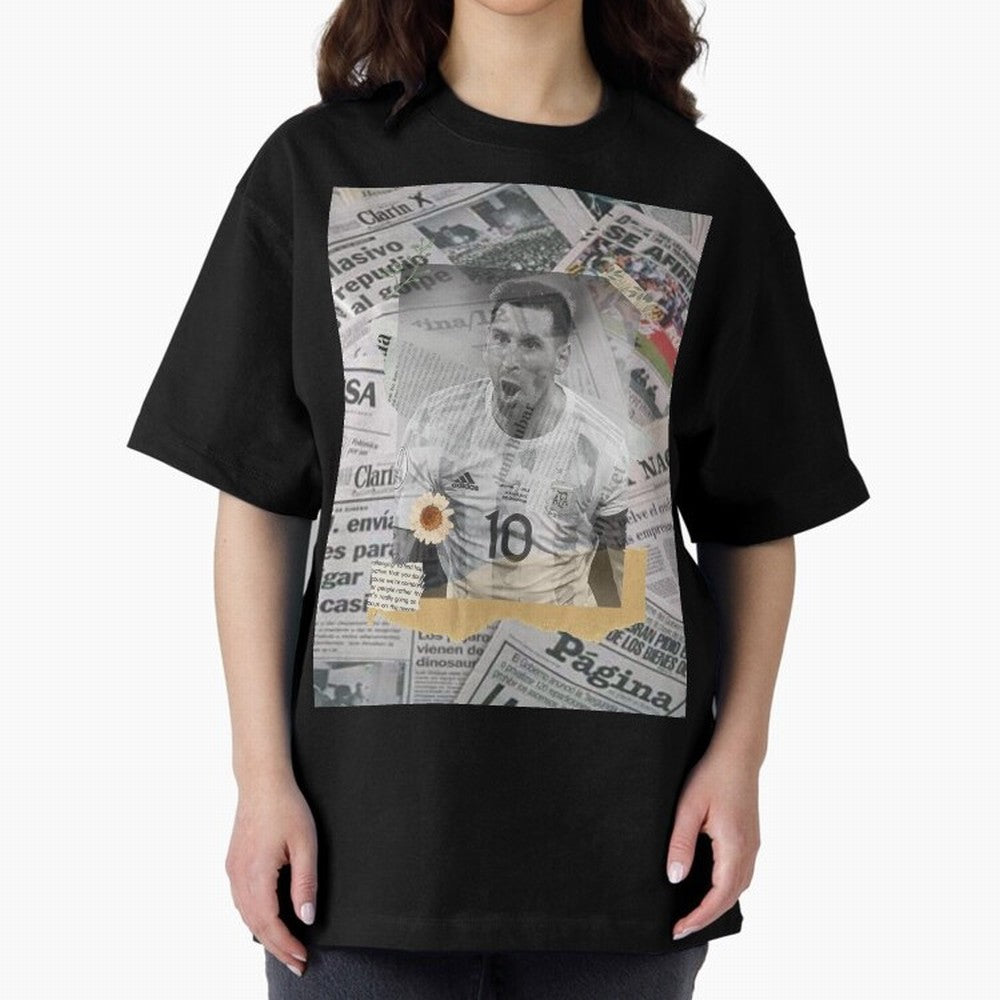 Lionel Messi The Greatest Oversized T-Shirt Discover FIFA World Cup 2026 USA Canada Mexico Spirit, Centered on France and Portugal, Messi and Cristiano Ronaldo, Global Supporter Spirit, Legendary Goals, National Colors and Tournament Celebration;