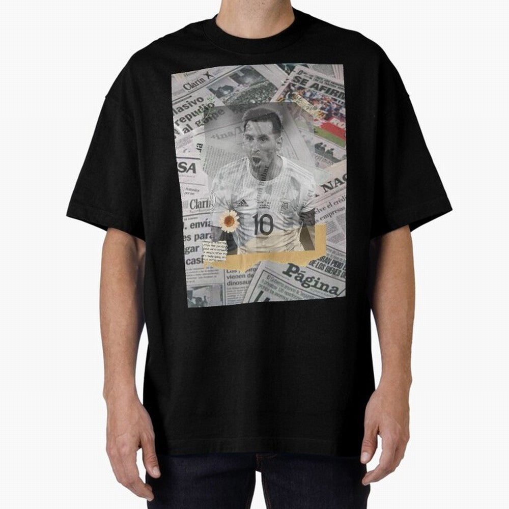 Lionel Messi The Greatest Oversized T-Shirt Discover FIFA World Cup 2026 USA Canada Mexico Spirit, Centered on France and Portugal, Messi and Cristiano Ronaldo, Global Supporter Spirit, Legendary Goals, National Colors and Tournament Celebration;