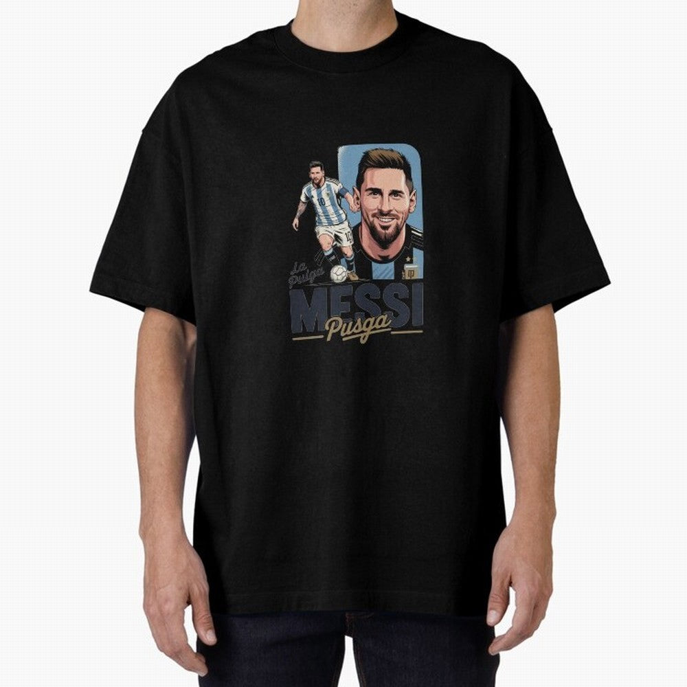 Lionel Messi Argentinian La Pulga Oversized T-Shirt Follow the Road to the FIFA World Cup 2026 Journey through Cristiano Ronaldo, Haaland and CR7 Highlights, Argentina, France and Brazil Pride, Vintage Soccer Flavor, Modern Football Stars, National
