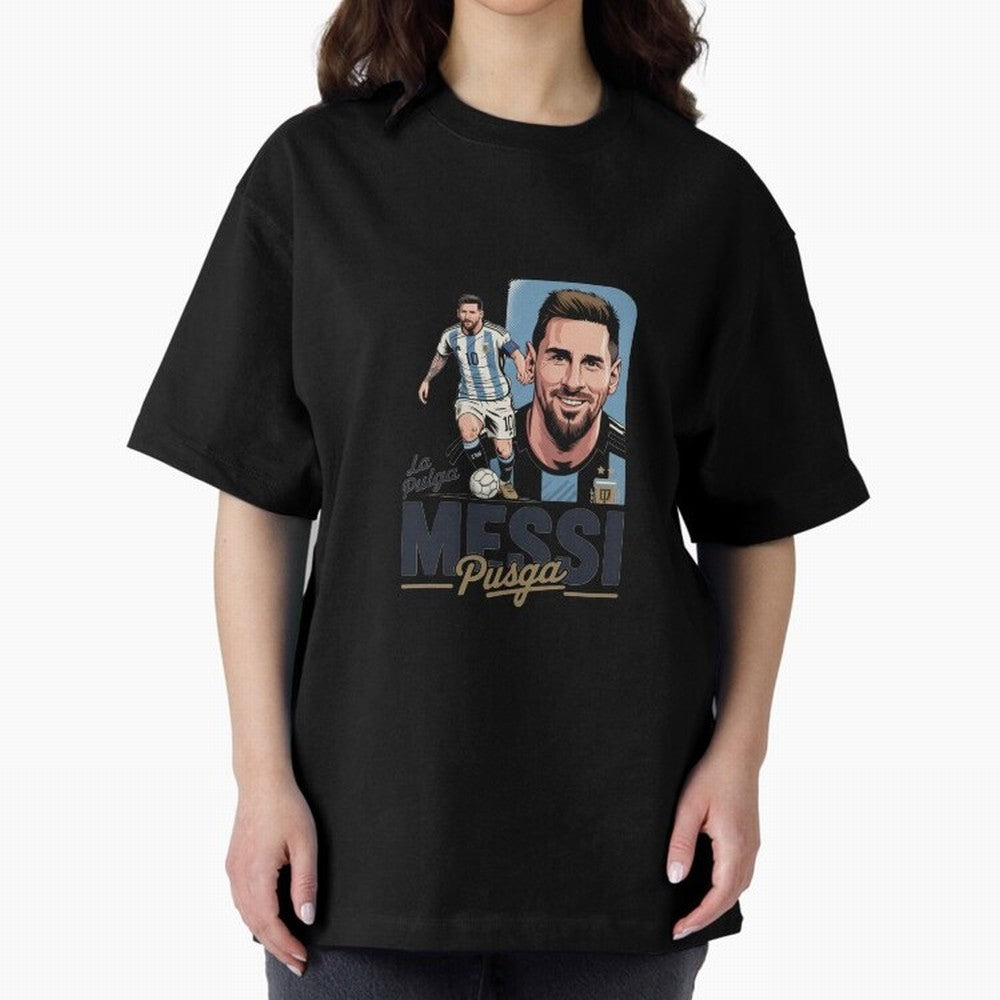 Lionel Messi Argentinian La Pulga Oversized T-Shirt Follow the Road to the FIFA World Cup 2026 Journey through Cristiano Ronaldo, Haaland and CR7 Highlights, Argentina, France and Brazil Pride, Vintage Soccer Flavor, Modern Football Stars, National
