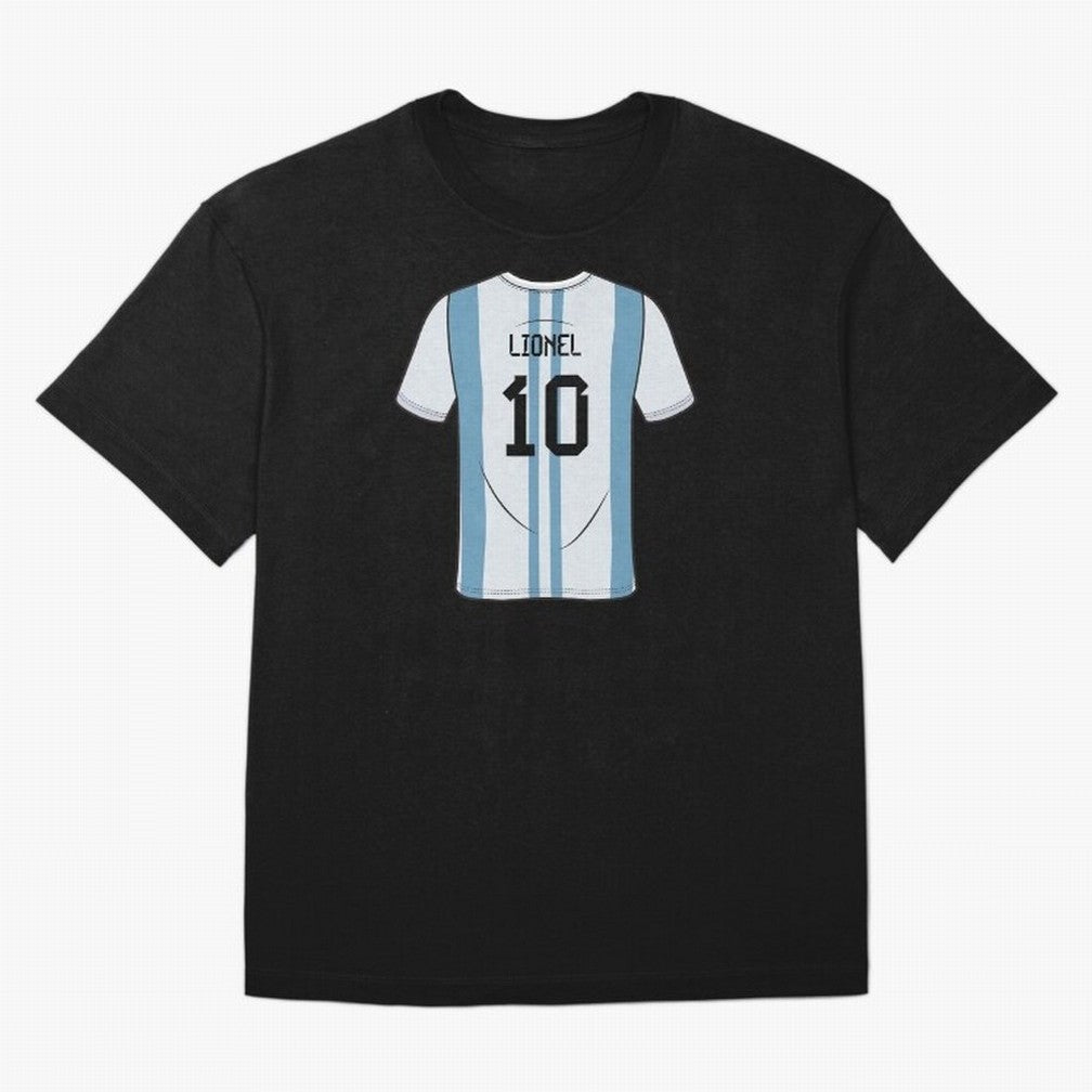 LeoMessi Jersey Illustration 2022 Oversized T-Shirt Support Your Favorite Stars during FIFA World Cup 2026 for Fans of Messi, CR7 and Mbappe and England, Bringing Soccer Culture, Superstar Moments, National Team Dreams and Competitive Fire; Made