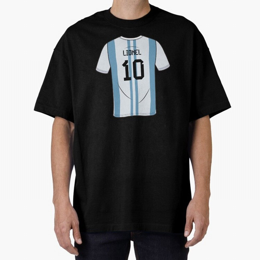 LeoMessi Jersey Illustration 2022 Oversized T-Shirt Support Your Favorite Stars during FIFA World Cup 2026 for Fans of Messi, CR7 and Mbappe and England, Bringing Soccer Culture, Superstar Moments, National Team Dreams and Competitive Fire; Made