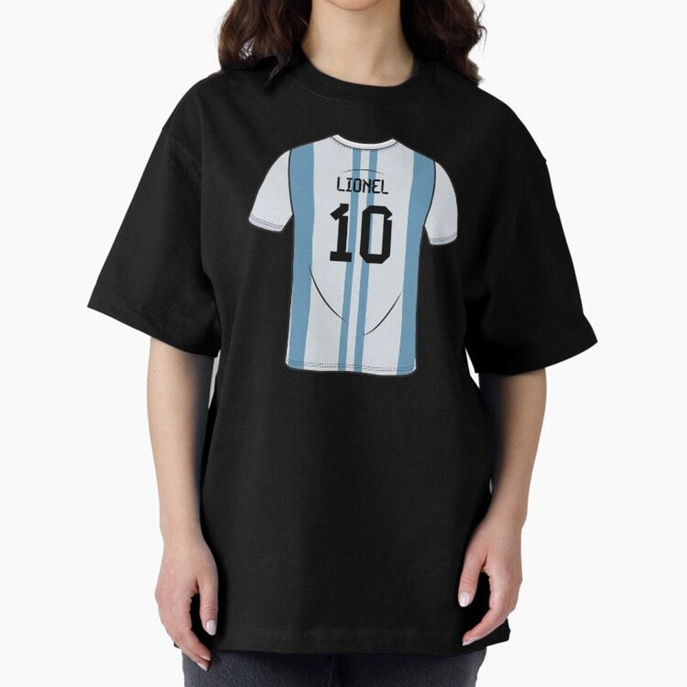 LeoMessi Jersey Illustration 2022 Oversized T-Shirt Support Your Favorite Stars during FIFA World Cup 2026 for Fans of Messi, CR7 and Mbappe and England, Bringing Soccer Culture, Superstar Moments, National Team Dreams and Competitive Fire; Made