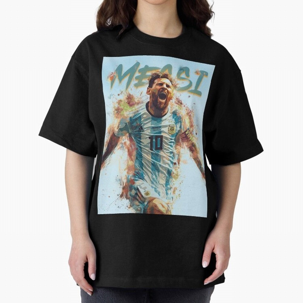 The Messiah Oversized T-Shirt Cheer for FIFA World Cup 2026 for Fans of Messi and England, Bringing Championship Spirit, Famous Goals, Roaring Crowds and International Football Unity; Ideal for Passionate Fans Who Love Underdog Stories, Superstar
