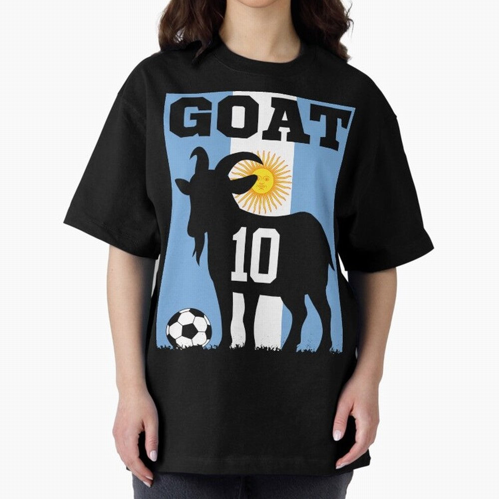 Argentina World Cup 2026 The Goat 10 Oversized T-Shirt Experience Global Football Passion for FIFA World Cup 2026, Centered on Neymar, Haaland and Cristiano Ronaldo, Brazil, Portugal and Argentina, Sports Nostalgia, International Competition,