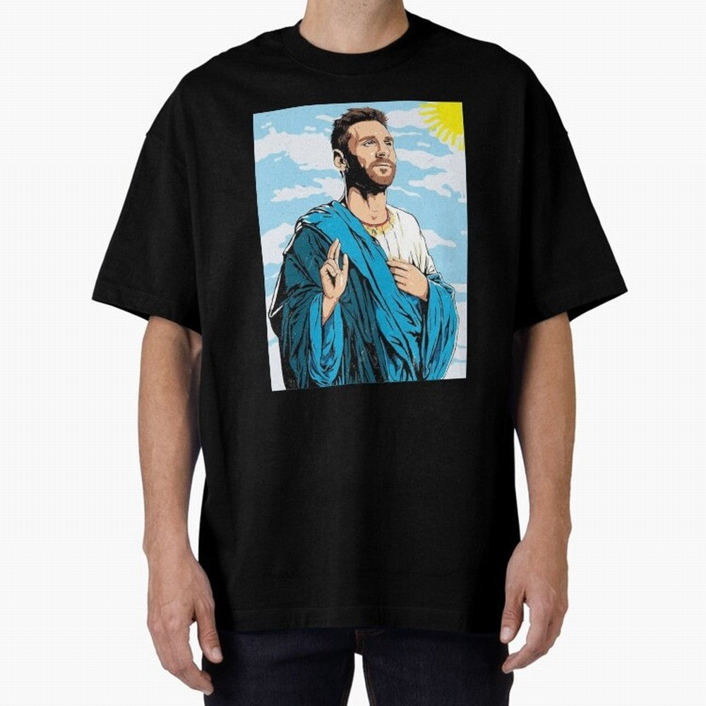 messi god Oversized T-Shirt Support Iconic Players in Match Day Hype around FIFA World Cup 2026 Group Stage, Haaland and Mbappe, Argentina and Brazil, Stadium Memories, Football Loyalty, International Chants and Championship Tradition; Great for