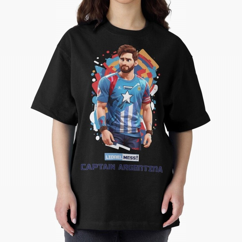 Lionel Messi Captain Argentina Oversized T-Shirt Relive the Noise and Pride of FIFA World Cup 2026 Inspired by Haaland, Portugal, Spain and Germany Energy, Game Day Rituals, Football Legends, Country Pride and the Road to the Final; Perfect for