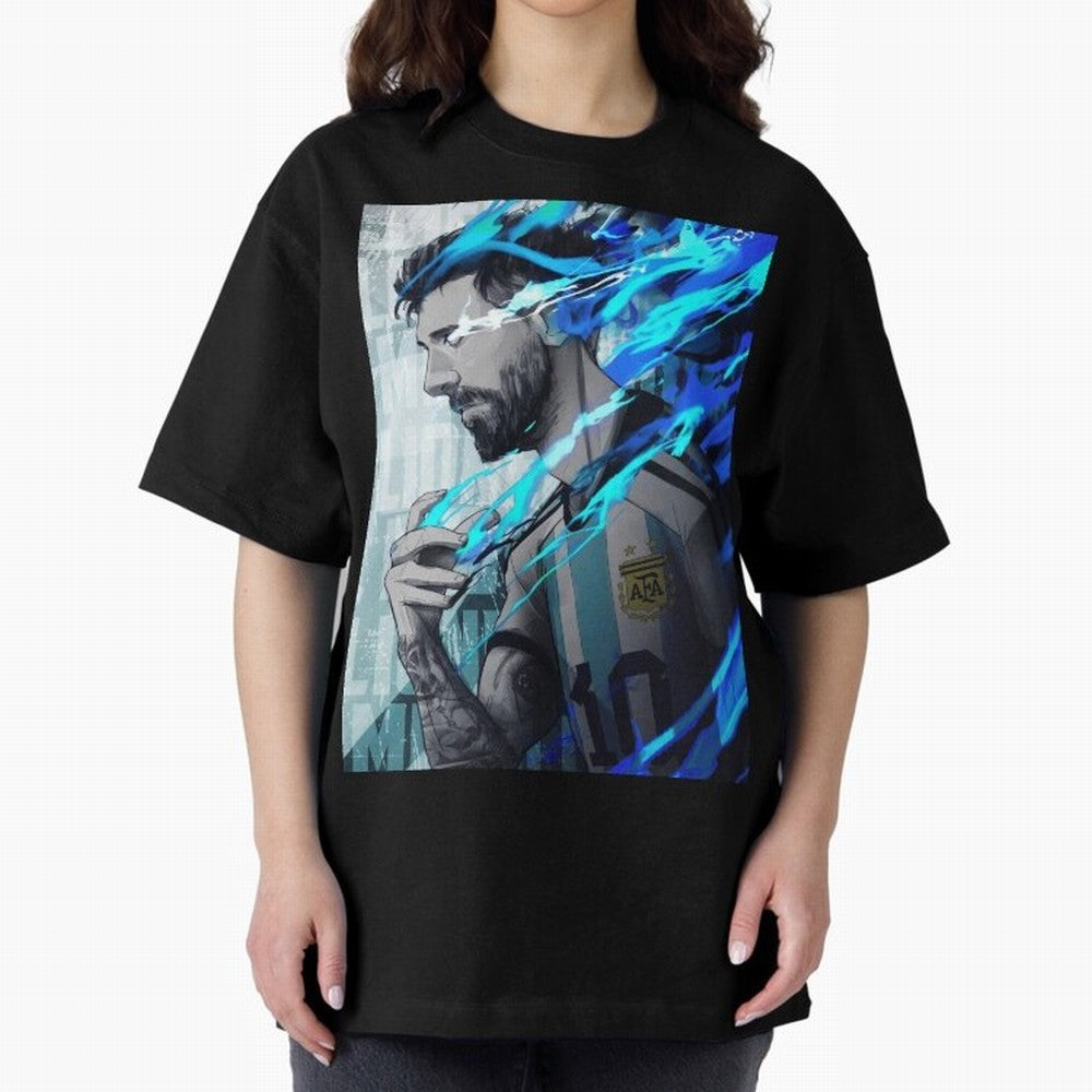 LIONEL MESSI NEW GOAL CELEBRATION ILLUSTRATION 2023 2024 Oversized T-Shirt Celebrate Rivalries and Pride in the FIFA World Cup 2026 Journey through Messi Highlights, France Pride, Goal Celebration Energy, Supporter Heritage, Football Icons and