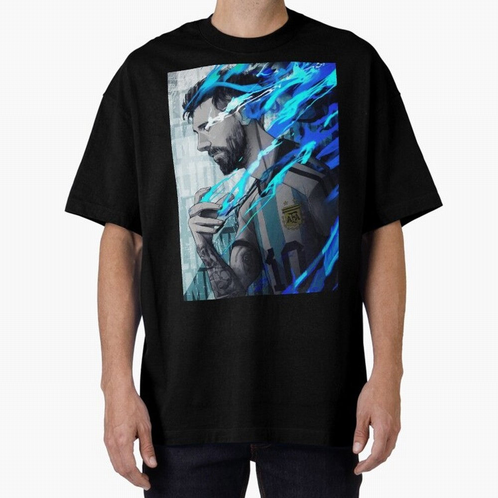 LIONEL MESSI NEW GOAL CELEBRATION ILLUSTRATION 2023 2024 Oversized T-Shirt Celebrate Rivalries and Pride in the FIFA World Cup 2026 Journey through Messi Highlights, France Pride, Goal Celebration Energy, Supporter Heritage, Football Icons and