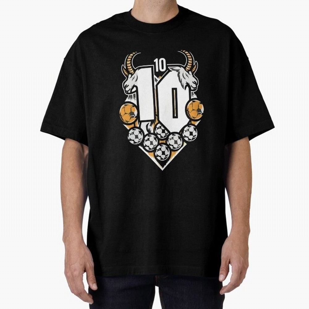 GOAT (Lionel Messi) design Boxy T-Shirt Mark Global Football Passion for FIFA World Cup 2026, Made for Messi, Neymar and Mbappe, France and Portugal, Sports Nostalgia, International Competition, Famous Players and Unforgettable Victories; Created