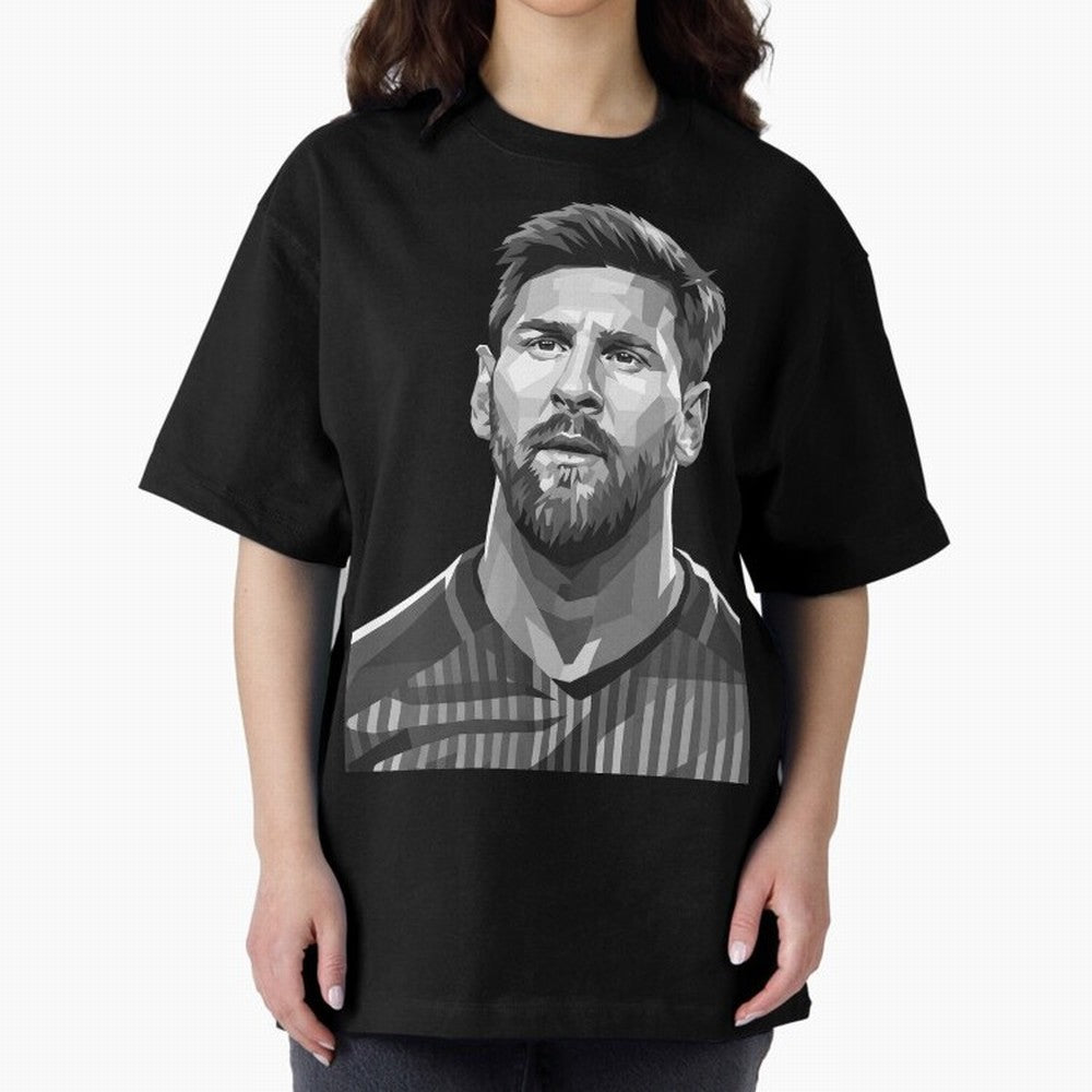 Messi grayscale Oversized T-Shirt Showcase FIFA World Cup 2026 Spirit, Capturing England and Germany, Messi and Cristiano Ronaldo, Supporter Pride, Iconic Celebrations, Legendary Names and Global Match Day Energy; Built for Supporters Chasing