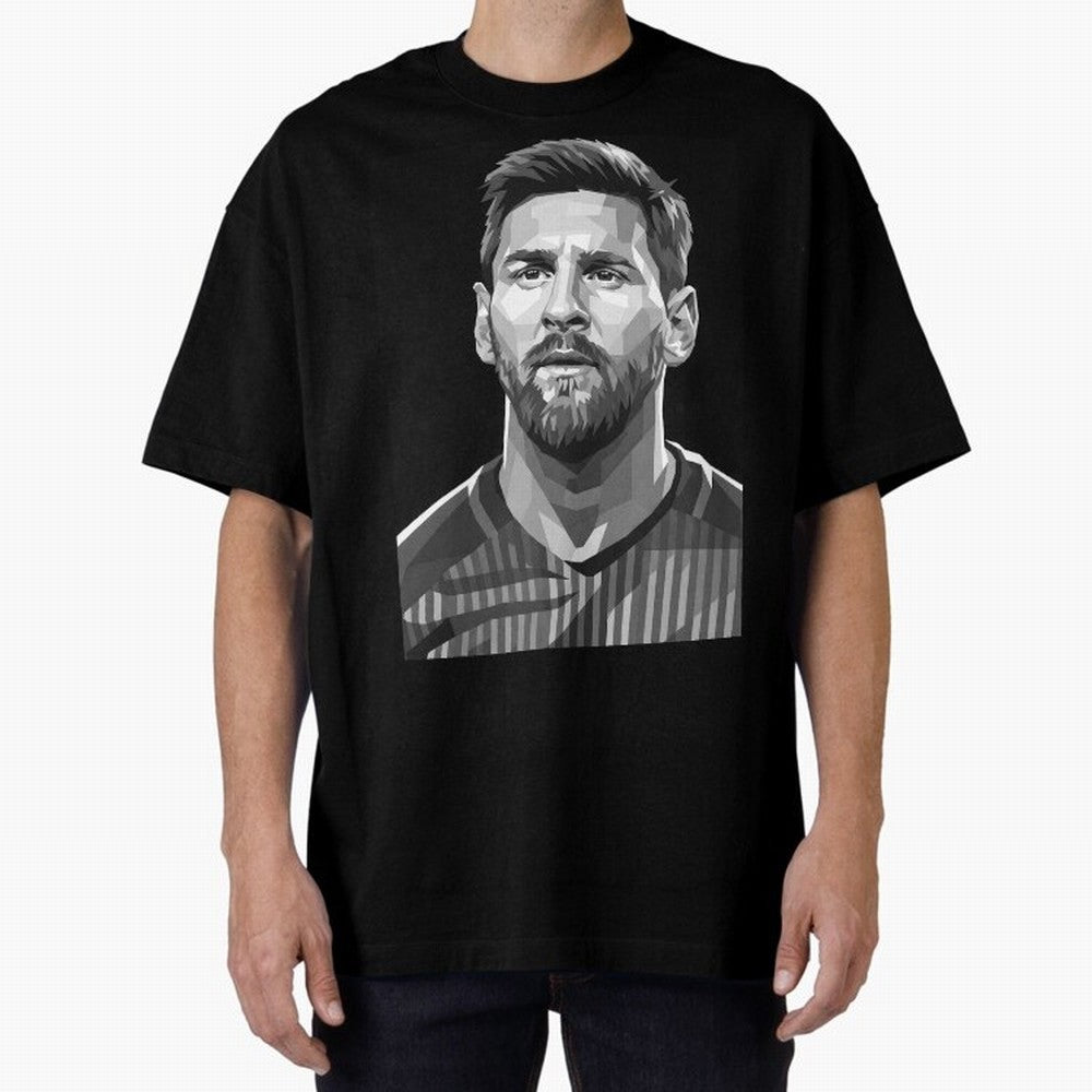 Messi grayscale Oversized T-Shirt Showcase FIFA World Cup 2026 Spirit, Capturing England and Germany, Messi and Cristiano Ronaldo, Supporter Pride, Iconic Celebrations, Legendary Names and Global Match Day Energy; Built for Supporters Chasing