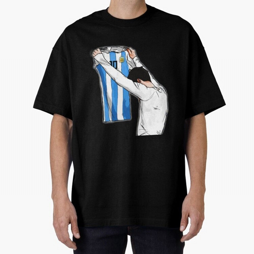Art Messi Illustration Classic T-Shirt Celebrate the Road through FIFA World Cup 2026 with Haaland and Mbappe, Argentina, France and Brazil Energy, Vintage Soccer Flavor, Modern Football Stars, National Flags and Final Night Emotion; Perfect for