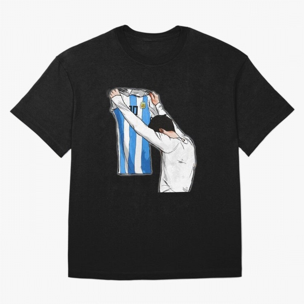 Art Messi Illustration Classic T-Shirt Celebrate the Road through FIFA World Cup 2026 with Haaland and Mbappe, Argentina, France and Brazil Energy, Vintage Soccer Flavor, Modern Football Stars, National Flags and Final Night Emotion; Perfect for