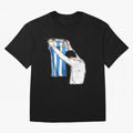 Art Messi Illustration Classic T-Shirt Celebrate the Road through FIFA World Cup 2026 with Haaland and Mbappe, Argentina, France and Brazil Energy, Vintage Soccer Flavor, Modern Football Stars, National Flags and Final Night Emotion; Perfect for