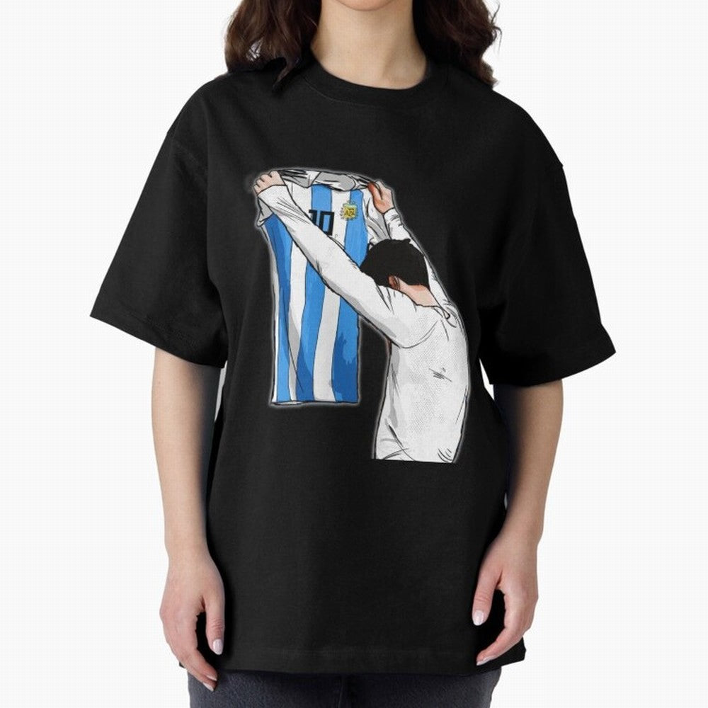 Art Messi Illustration Classic T-Shirt Celebrate the Road through FIFA World Cup 2026 with Haaland and Mbappe, Argentina, France and Brazil Energy, Vintage Soccer Flavor, Modern Football Stars, National Flags and Final Night Emotion; Perfect for