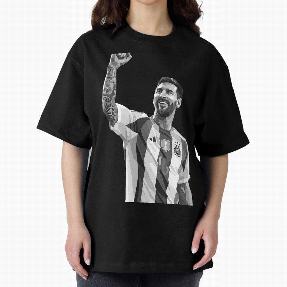 Messi grayscale Oversized T-Shirt Mark the FIFA World Cup 2026 Group Stage Journey through Cristiano Ronaldo, Haaland and CR7 Highlights, Brazil, Portugal and Argentina Pride, Vintage Soccer Flavor, Modern Football Stars, National Flags and Final