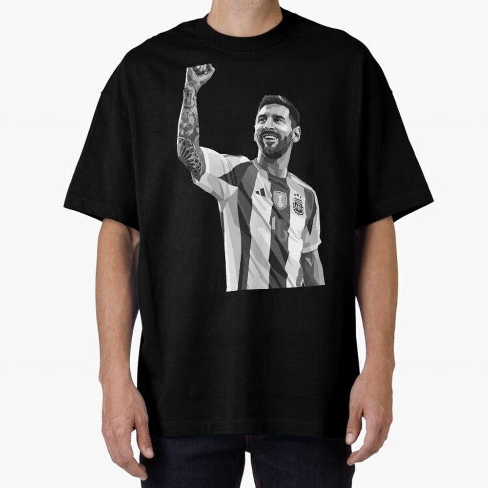 Messi grayscale Oversized T-Shirt Mark the FIFA World Cup 2026 Group Stage Journey through Cristiano Ronaldo, Haaland and CR7 Highlights, Brazil, Portugal and Argentina Pride, Vintage Soccer Flavor, Modern Football Stars, National Flags and Final