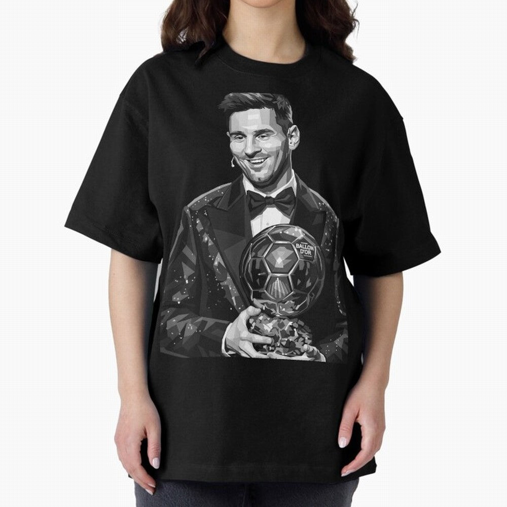 Messi grayscale Oversized T-Shirt Fuel the FIFA World Cup 2026 Journey through Cristiano Ronaldo Highlights, England Pride, Sports Nostalgia, International Competition, Famous Players and Unforgettable Victories; Built for Supporters Chasing Trophy