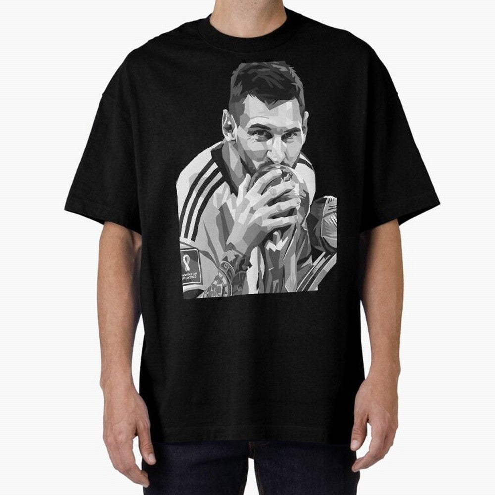 Messi grayscale Oversized T-Shirt Wear the Spirit of Global Football Passion for FIFA World Cup 2026 Group Stage, Made for Messi, Germany, Tournament Hype, Historic Matchups, Family Viewing Parties and Global Sports Pride; Great for Watch Parties,