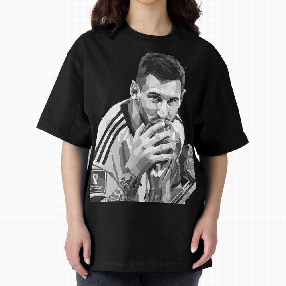 Messi grayscale Oversized T-Shirt Wear the Spirit of Global Football Passion for FIFA World Cup 2026 Group Stage, Made for Messi, Germany, Tournament Hype, Historic Matchups, Family Viewing Parties and Global Sports Pride; Great for Watch Parties,