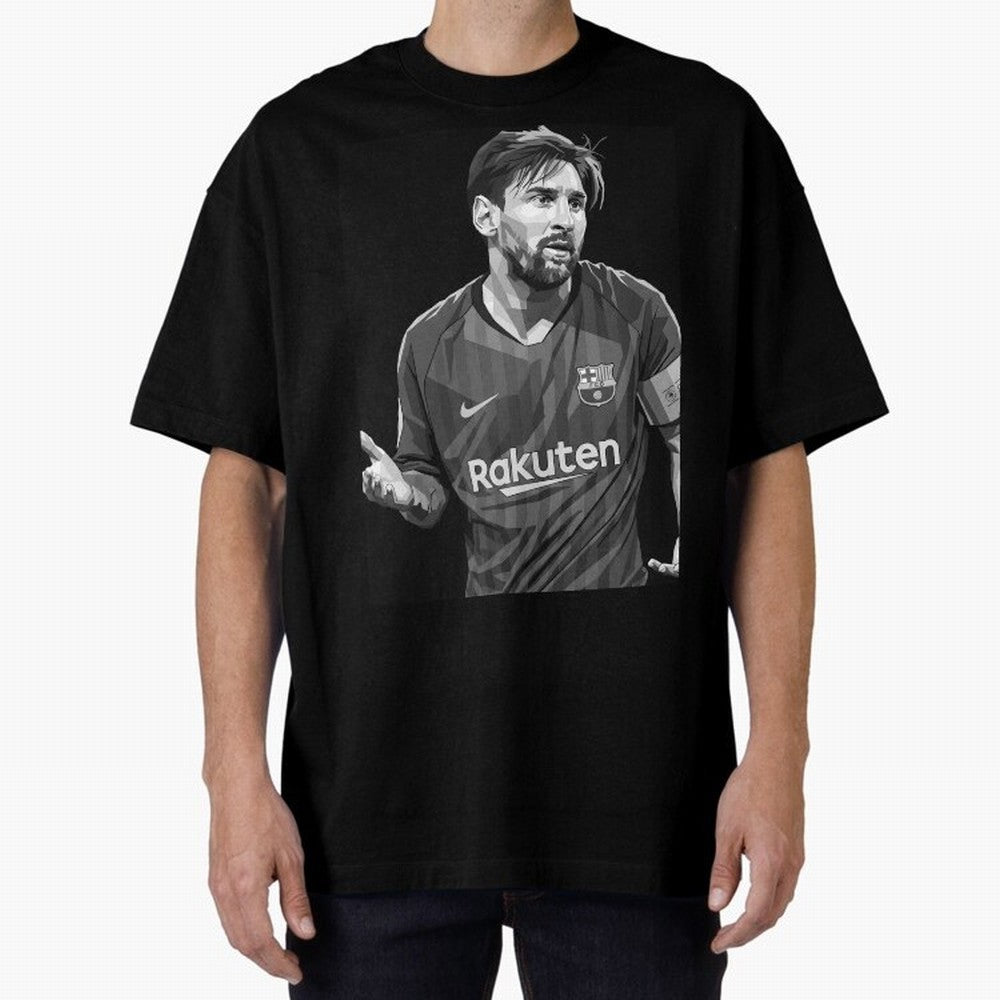 Messi grayscale Oversized T-Shirt Represent the Passion of Match Day Hype around FIFA World Cup 2026 USA Canada Mexico, Neymar, Haaland and Cristiano Ronaldo, Argentina and Brazil, Retro Football Energy, Iconic Rivalries, Trophy Chase Drama and