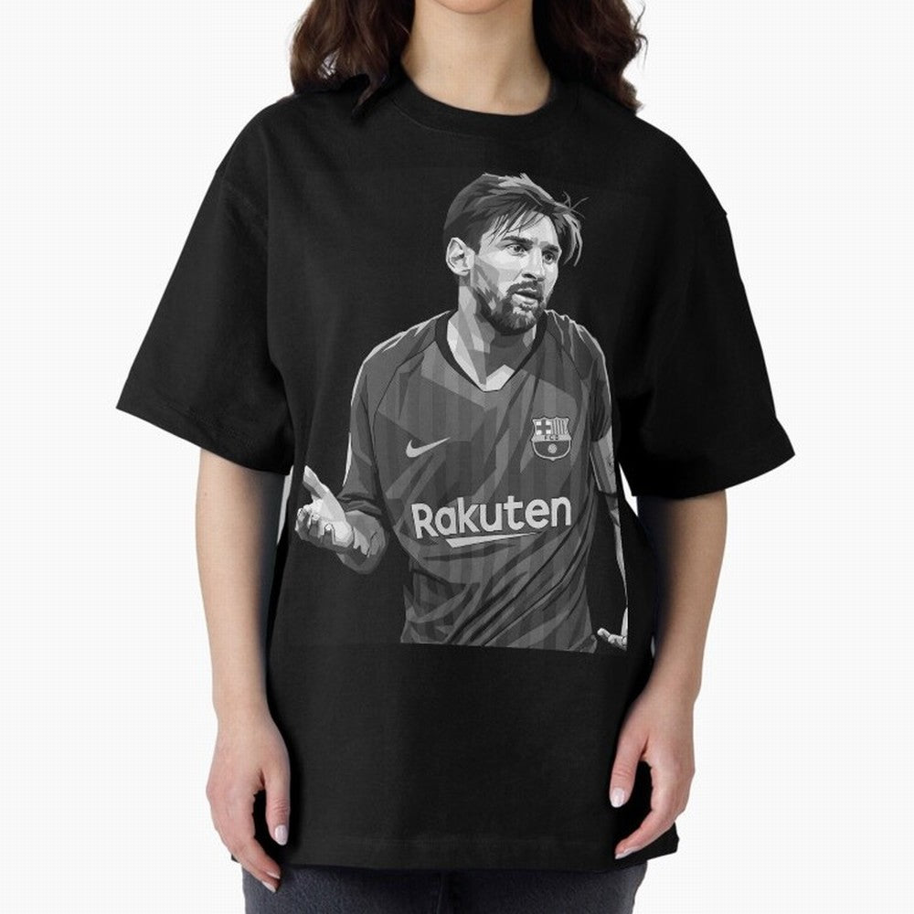 Messi grayscale Oversized T-Shirt Represent the Passion of Match Day Hype around FIFA World Cup 2026 USA Canada Mexico, Neymar, Haaland and Cristiano Ronaldo, Argentina and Brazil, Retro Football Energy, Iconic Rivalries, Trophy Chase Drama and