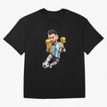 Lionel Messi ¨C Trophy King Caricature Oversized T-Shirt Showcase FIFA World Cup 2026 Group Stage for Fans of CR7 and Messi and France, Bringing Match Day Excitement, Supporter Culture, Golden Goals and Global Football Passion; Ideal for Passionate