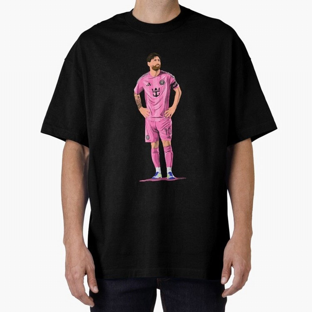 Lionel Messi Vector Oversized T-Shirt Celebrate the Road through FIFA World Cup 2026 for Fans of Messi, CR7 and Mbappe and Argentina, Bringing Supporter Pride, Iconic Celebrations, Legendary Names and Global Match Day Energy; Ideal for Fans Who