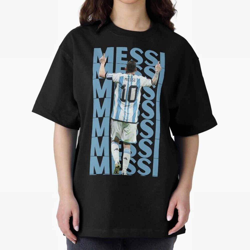 Lionel Messi | 10 | Argentina | Barcelona | Goat Oversized T-Shirt Experience Match Day Hype around FIFA World Cup 2026, Messi, CR7 and Mbappe, England, Match Day Excitement, Supporter Culture, Golden Goals and Global Football Passion; Made for Die