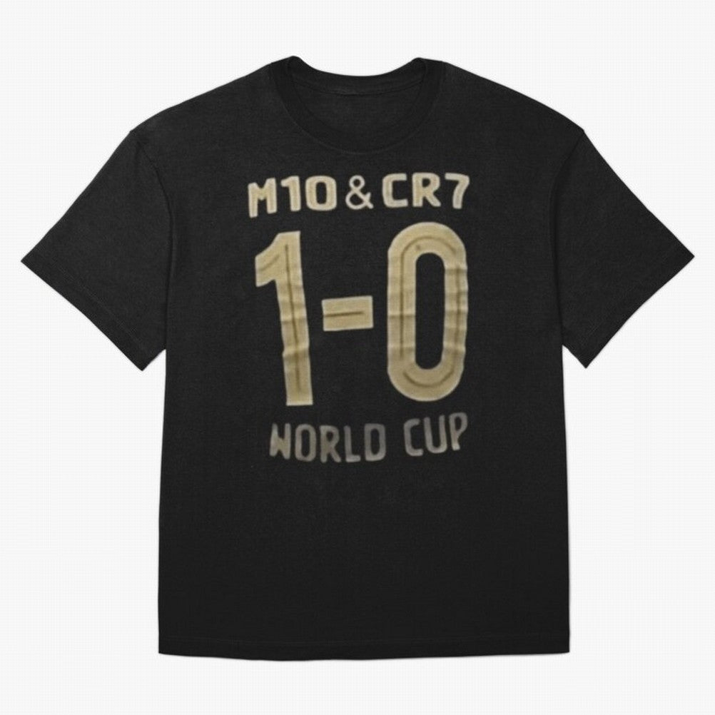 M10 And Cr7 1-0 World Cup Football Classic T-Shirt Relive Legendary Nights from FIFA World Cup 2026 Group Stage Spirit, Filled with Netherlands, Neymar, Haaland and Cristiano Ronaldo, Match Day Excitement, Supporter Culture, Golden Goals and Global