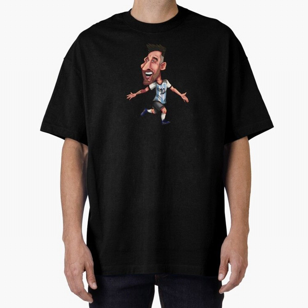 Lionel Messi Sticker Oversized T-Shirt Cheer through Every Moment of FIFA World Cup 2026 Group Stage for Fans of Messi and France and Portugal, Bringing Vintage Soccer Flavor, Modern Football Stars, National Flags and Final Night Emotion; Made for