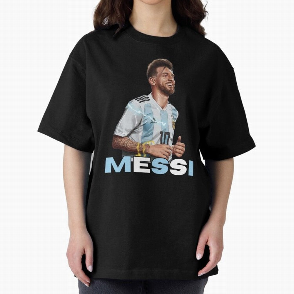Lionel Messi Oversized T-Shirt Show Your Love for Global Football Passion for FIFA World Cup 2026, Made for Haaland and Mbappe, Argentina and Brazil, Tournament Hype, Historic Matchups, Family Viewing Parties and Global Sports Pride; Perfect for