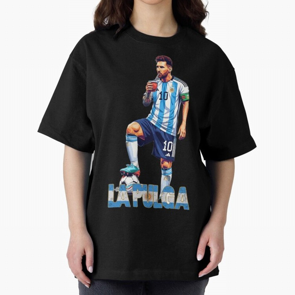 Argentina World Champs Messi Number Oversized T-Shirt Celebrate Football Heritage in Global Football Passion for FIFA World Cup 2026 USA Canada Mexico, Inspired by Neymar, England and Germany, Classic Soccer Heritage, Championship Pressure, Fan