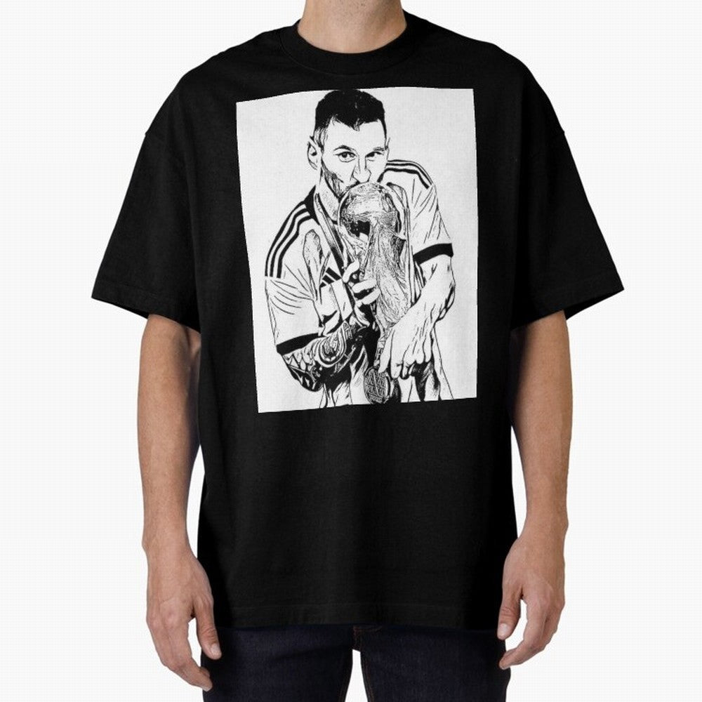 Lionel Messi white and black art Oversized T-Shirt Carry the Dream of FIFA World Cup 2026 Spirit, Built around England, Haaland, Tournament Hype, Historic Matchups, Family Viewing Parties and Global Sports Pride; Created for Match Day Parties,