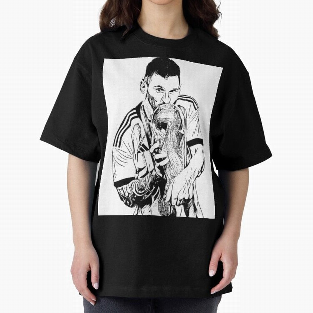 Lionel Messi white and black art Oversized T-Shirt Carry the Dream of FIFA World Cup 2026 Spirit, Built around England, Haaland, Tournament Hype, Historic Matchups, Family Viewing Parties and Global Sports Pride; Created for Match Day Parties,